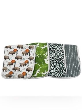 Copper Pearl Bundle Baby Bibs Baby Boy Neutral Buffalo Leaves Stripes Green